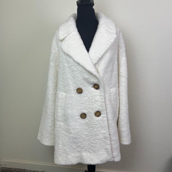 Kate Spade Women Size M Teddy Coat Faux Fur French Cream M 165/88A